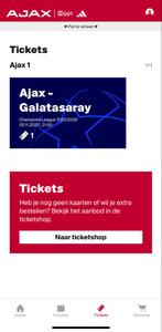 Ajax - Galatasaray vak 429, Tickets en Kaartjes, Eén persoon, Januari