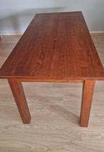 Eettafel en TV-kast, massief hout (loofhout), Huis en Inrichting, Tafels | Eettafels, Ophalen, Gebruikt, 50 tot 100 cm, Glas