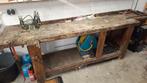 Grote antieke houten werkbank GRATIS, Doe-het-zelf en Verbouw, Werkbanken, Ophalen, Gebruikt, 120 tot 170 cm, Bankschroef