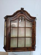 vintage mahonie houten wandvitrinekastje voor aan de muur, Huis en Inrichting, Kasten | Vitrinekasten, Ophalen, Gebruikt, 50 tot 100 cm