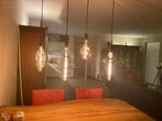Hanglampen met 4 Calex titanium lampen, Ophalen, Zo goed als nieuw, Glas, Minder dan 50 cm