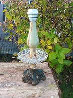 Vintage Tafellamp met asbak van marmer,, messing en Kristal, Antiek en Kunst, Ophalen