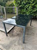 Grijze tuintafel met glasplaat 150x90 cm, Ophalen, Gebruikt, Rechthoekig, Aluminium