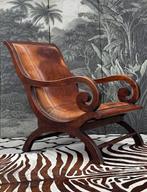 PLANTAGESTOEL CAMPAIGN FAUTEUIL LEER BRITISH COLONIAL, Ophalen