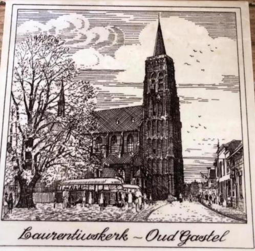 Wandtegel St. Laurentiuskerk Oud Gastel (10x10), Antiek en Kunst, Antiek | Wandborden en Tegels, Ophalen of Verzenden