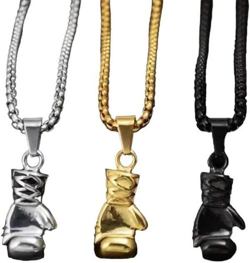 Heren ketting met bokshandschoen bedel, Sieraden, Tassen en Uiterlijk, Kettingen, Nieuw, Overige materialen, Goud, Met hanger