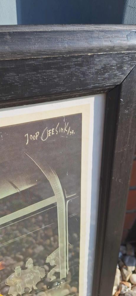 Antieke NS Reclame Poster, ontwerp is van Joop Geesink😍, Verzamelen, Ophalen, Trein, Gebruikt, .