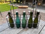 Flessenrek incl 5 vintage flessen., Minder dan 50 cm, Gebruikt, Ophalen of Verzenden, Metaal