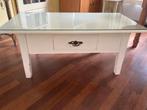 Salontafel wit hout 125x65 met glasplaat, Ophalen, 100 tot 150 cm, 50 tot 75 cm, 50 tot 100 cm