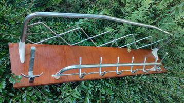 Vintage wandkapstok retro kapstok teak chroom jaren 50 60 beschikbaar voor biedingen