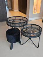3 Zwarte Salon Tafeltjes - Perfecte Staat!, Huis en Inrichting, Tafels | Bijzettafels, Minder dan 55 cm, Metaal of Aluminium, Rond