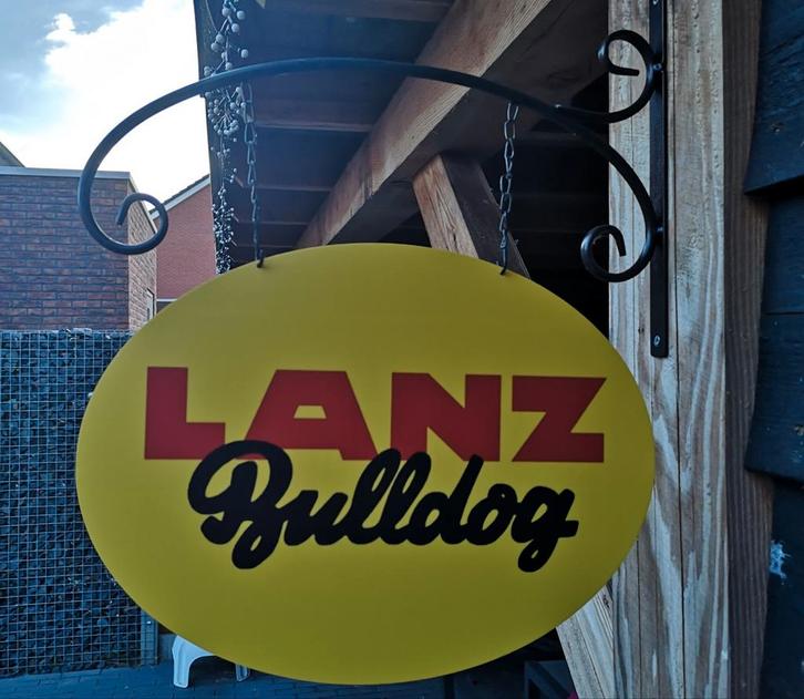 Dubbelzijdig LANZ BULLDOG UITHANGBORD (incl. beugel), Verzamelen, Merken en Reclamevoorwerpen, Nieuw, Reclamebord, Ophalen of Verzenden