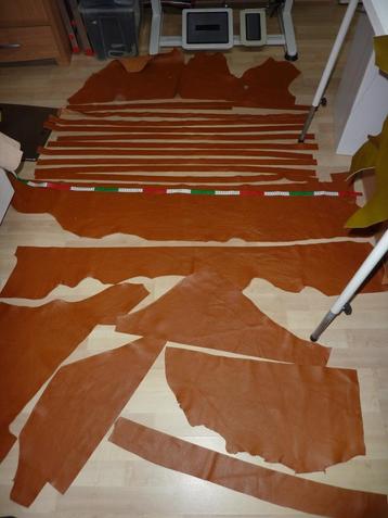 Apart lang Cognac resten soepel echt leer rundleer beschikbaar voor biedingen