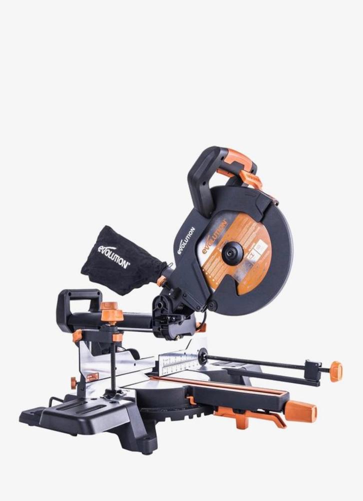 Afkortzaag Evolution, Doe-het-zelf en Verbouw, Gereedschap | Zaagmachines, Zo goed als nieuw, Afkortzaag, 1200 watt of meer, 70 mm of meer