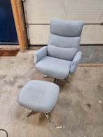 Relaxfauteuil met voetenbankje - gereinigd, Ophalen, 75 tot 100 cm, Zo goed als nieuw, Metaal