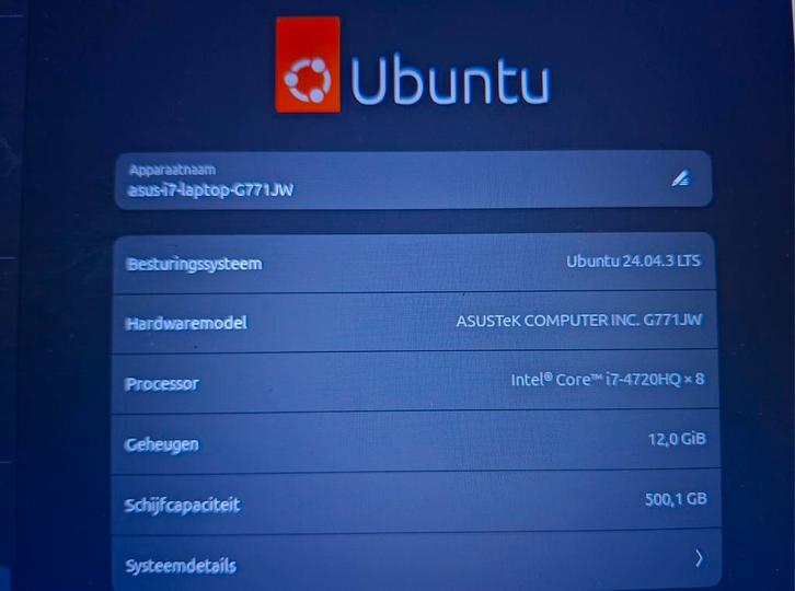 Asus G771JW Gaming Laptop - Ubuntu, Computers en Software, Windows Laptops, Gebruikt, 17 inch of meer, HDD, SSD, 3 tot 4 Ghz, Qwerty