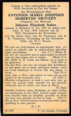 Prinzen Antonius 1874 Helmond 1942 Helmond, Ophalen of Verzenden, Bidprentje