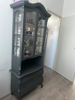 Barok vitrinekast grijs, Gebruikt, Barokstijl, 150 tot 200 cm, 25 tot 50 cm
