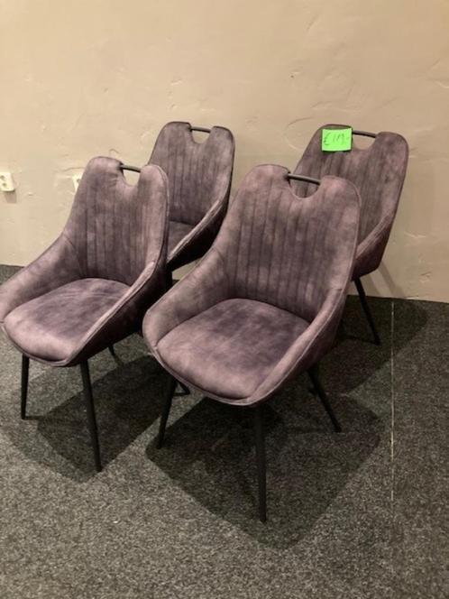 Eetkamerstoel ‘Bingo’ Velvet antraciet ( 4 x showmodel ), Huis en Inrichting, Stoelen, Nieuw, Vier, Metaal, Stof, Grijs, Ophalen of Verzenden