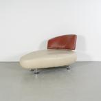 1x Leolux Kikko Chaise Longue Rechts Crème/Kastanje - Chroom, Eenpersoons, Ophalen of Verzenden, Zo goed als nieuw, Metaal