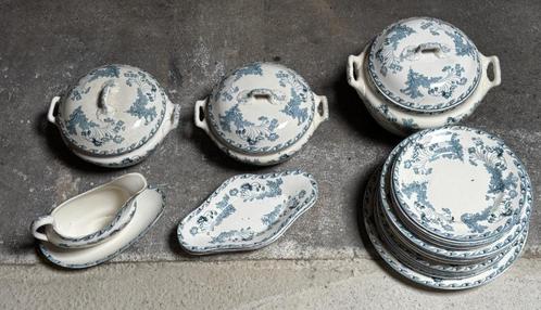 mooi nostalgische zespersoons blauw servies, Antiek en Kunst, Antiek | Servies los, Ophalen