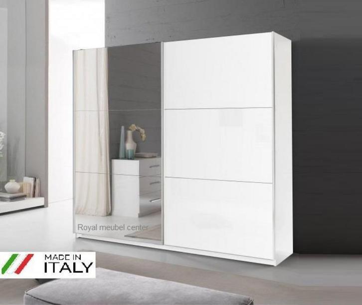 Kledingkast-Hoogglans wit Armoire Italiaanse Schuifdeurkast-, Huis en Inrichting, Kasten | Kledingkasten, Nieuw, 200 cm of meer
