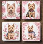 Norwich Terriër Delfts Roze onderzetters met houder, Ophalen of Verzenden, Nieuw, Glas of Kopje