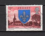 Jersey UK met een wapen blauw kerk, Verzenden, Gestempeld