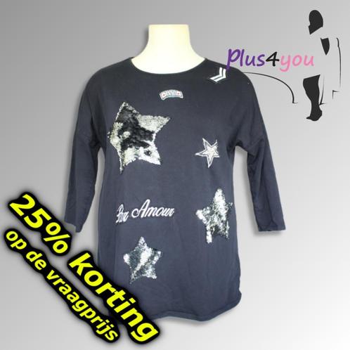 30114 Zgan Sweat trui Made in Italy mt 48/50  E06, Kleding | Dames, Grote Maten, Zo goed als nieuw, Trui of Vest, Zwart, Ophalen of Verzenden