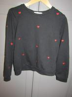 G362 My Jewellery mt M sweater trui zwart hartjes rood, Maat 38/40 (M), My Jewellery, Verzenden, Zwart