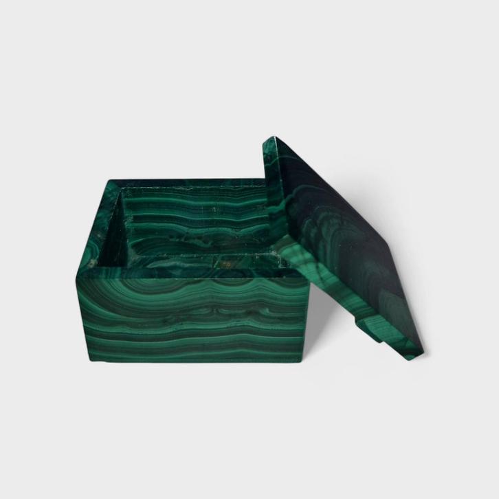 Doosje met deksel Malachiet  40 x 30 x 26mm, Verzamelen, Mineralen en Fossielen, Mineraal, Ophalen of Verzenden