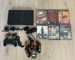PlayStation 2 + Buzzers + 6 spellen (GTA, Primal, ...), Ophalen of Verzenden, Met 1 controller, Gebruikt, Met games