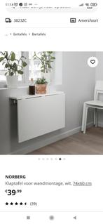 klaptafel Norberg wit Ikea, Huis en Inrichting, Tafels | Eettafels, 50 tot 100 cm, Rechthoekig, Zo goed als nieuw, Ophalen