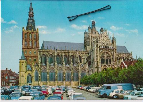 Den Bosch St Jan Kathedraal met auto's, Verzamelen, Ansichtkaarten | Nederland, Ongelopen, Noord-Brabant, Ophalen of Verzenden