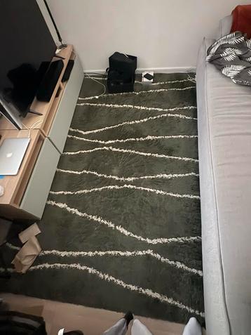 Kleed Groen met witte strepen hoogpolig 160x230 beschikbaar voor biedingen