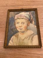 Cornelia hioolen- aquarel - jongensportret., Antiek en Kunst, Kunst | Schilderijen | Klassiek, Ophalen of Verzenden