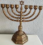 3x Joodse kandelaar messing of brons? en hout, Ophalen, Koper of Brons