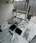 Squat rack powerrack bench press krachtstation Halter rek, Ophalen, Zo goed als nieuw, Buik, Halterset