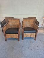 4 art deco colonial stijl fauteuils rotan, Huis en Inrichting, Fauteuils, Ophalen, Gebruikt, Minder dan 75 cm, Onbekend