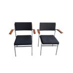 Vintage stoel met armleuningen (stuksprijs), Huis en Inrichting, Stoelen, Ophalen, Gebruikt, Twee, Blauw