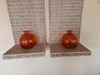 2 leuke glazen vaasjes in warm rood/oranje, Overige kleuren, Ophalen of Verzenden, Minder dan 50 cm, Glas