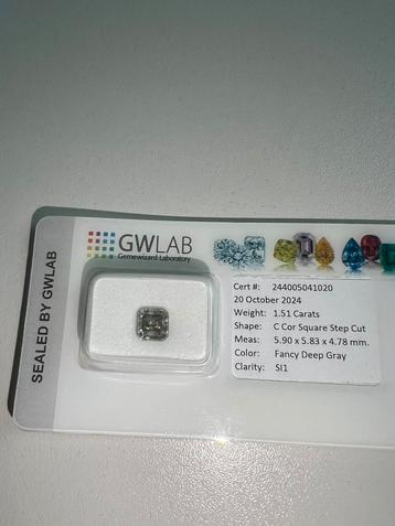 1,51ct fancy deep gray diamand beschikbaar voor biedingen