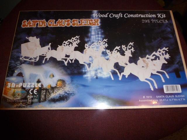 NIEUW 3D houten puzzel 298 stukjes KERST RENDIEREN SLEE, Diversen, Kerst, Nieuw, Ophalen of Verzenden