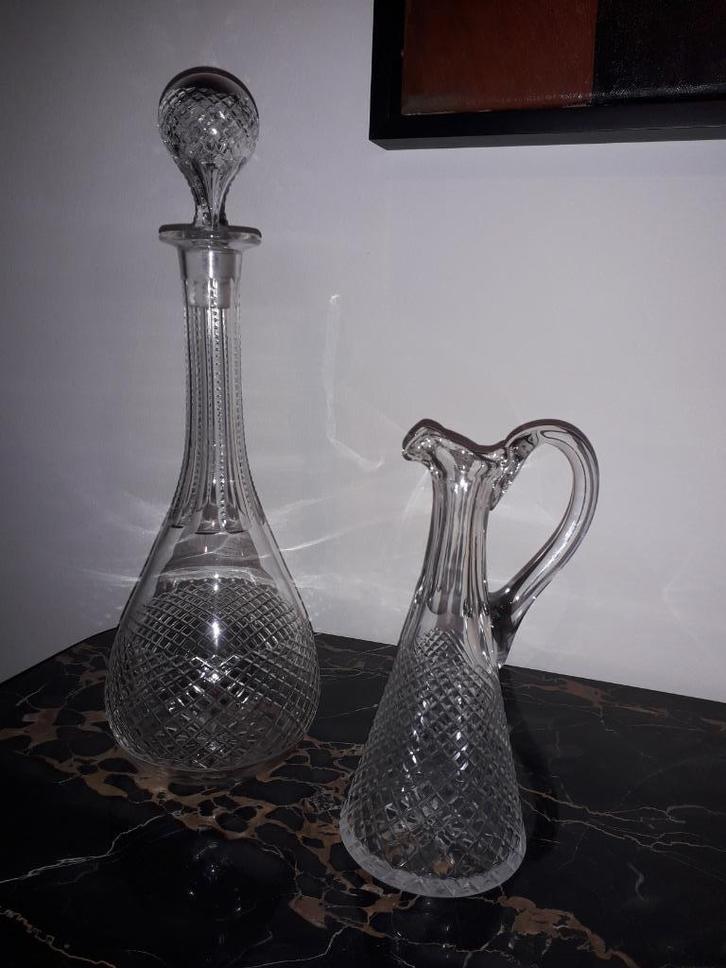 2 ANTIEKE RUITJESSLIJPSEL KARAFFEN in PERFECTE STAAT, Antiek en Kunst, Antiek | Glas en Kristal, Ophalen of Verzenden