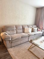 MOET SNEL WEG Beige bank met voetbank, Ophalen, 250 tot 300 cm, Gebruikt, 75 tot 100 cm