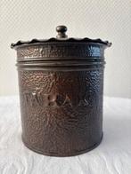 Art Deco koperen hamerslag tabakspot met tekst Tabak., Ophalen of Verzenden