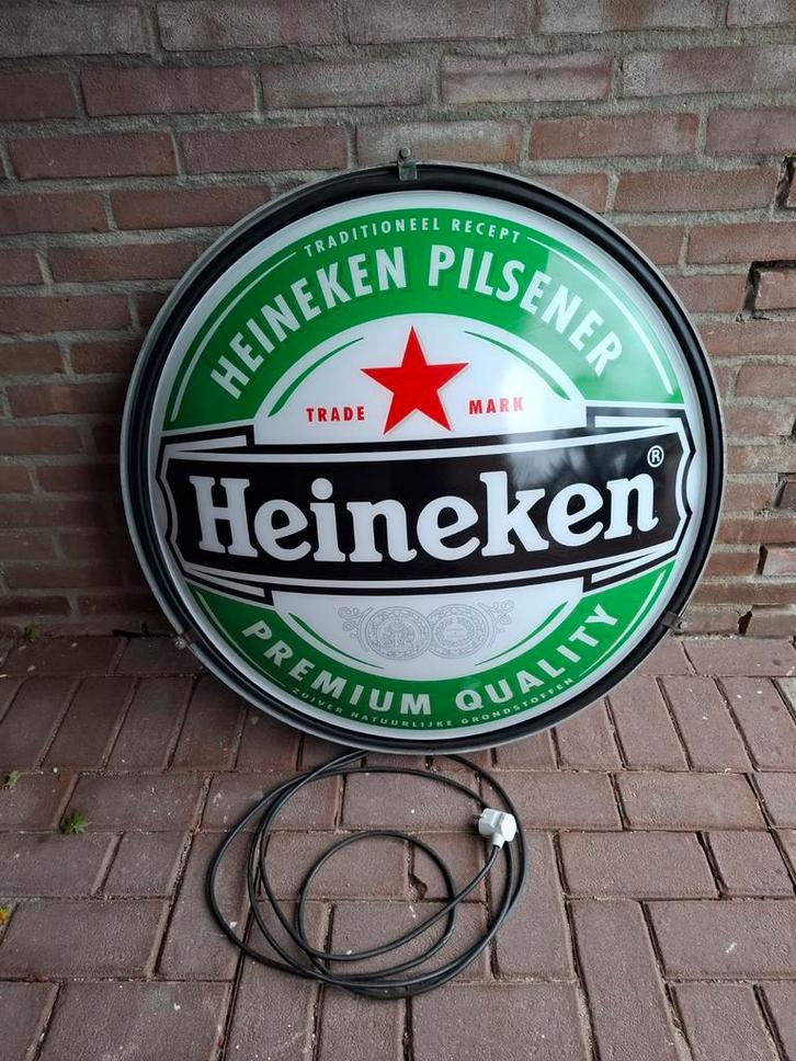 Heineken Bier lichtbak lamp Horeca Reclame Café Bar Mancave, Verzamelen, Biermerken, Zo goed als nieuw, Reclamebord, Plaat of Schild