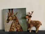 Giraffe Canvas + Hert  € 15,00., Huis en Inrichting, Woonaccessoires | Schilderijen, Tekeningen en Foto's, Minder dan 50 cm, Ophalen of Verzenden