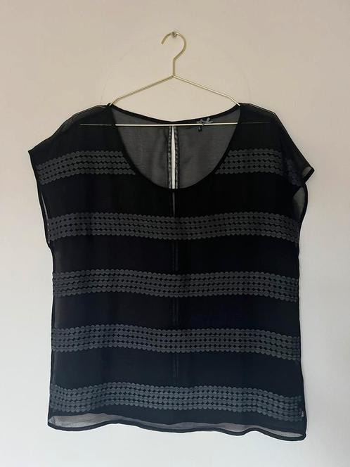 Dept L zwarte transparante top korte mouw lovertjes uitgaan, Kleding | Dames, Tops, Zo goed als nieuw, Maat 42/44 (L), Zwart, Korte mouw