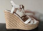 Dune London Kaylaa Witte Sandalen T Bar Glam Wedge Maat 38, Verzenden, Wit, Sandalen of Muiltjes, Zo goed als nieuw